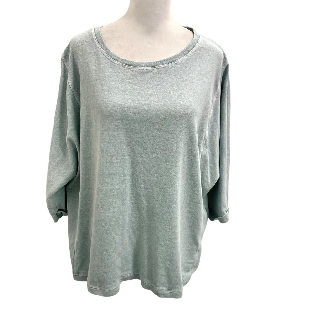 POETRY Hemp Cotton Drop Shoulder Breathable Top Blouse Lagenlook Blue size 12